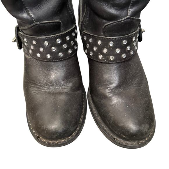 HARLEY DAVIDSON Sz 7 Macie rhinestone Studded Strap Leather Riding Boot Moto - Picture 2 of 13